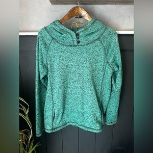 Victory Outfitters Teal Green Knit‎ Triple Button Neck Hoodie Women’s Large